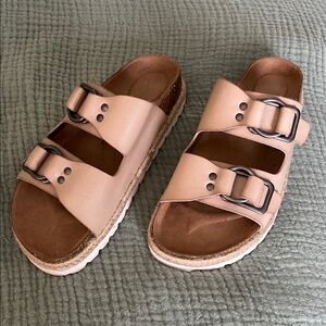 Time and Tru Tan Double Buckle Sandals